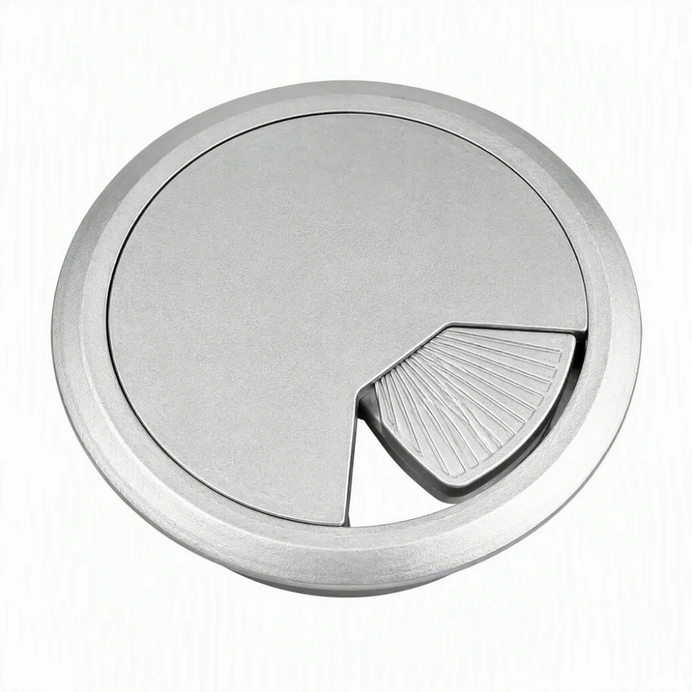 6pcs Durable ABS Desk Grommet Silver 80mm Diameter Hole Cover Cable Grommet Office
