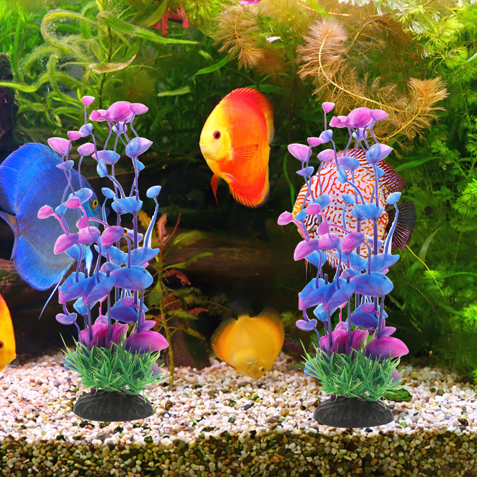 

2Pcs Aquarium Decorations Large and Tall Water Tanks Fake Plants for Betta Fish Plastic Fish Tank Decor Reptile Cage Environment