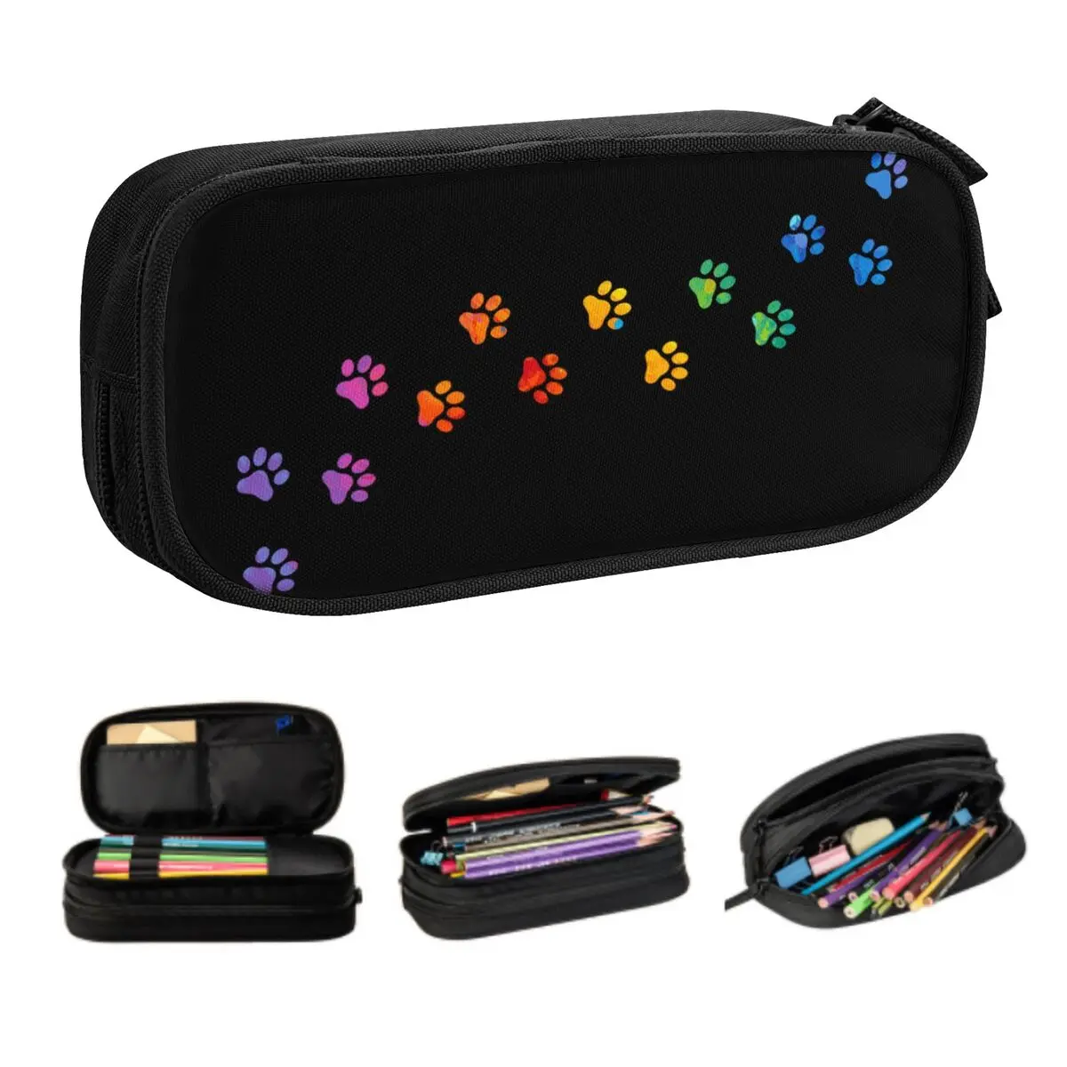 Custom Kawaii Colorful Dog Paw Pencil Cases for Boys Gilrs Big Capacity Pencil Pouch Stationery