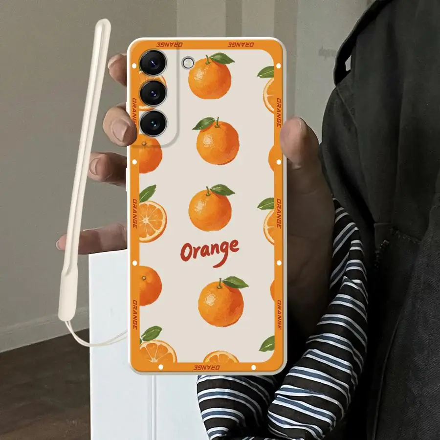 Case for Samsung Galaxy A11 A12 A15 A24 A36 A26 A22 A52 A16 A13 A14 A51 A35 A34 Phone Cover Fruit Orange
