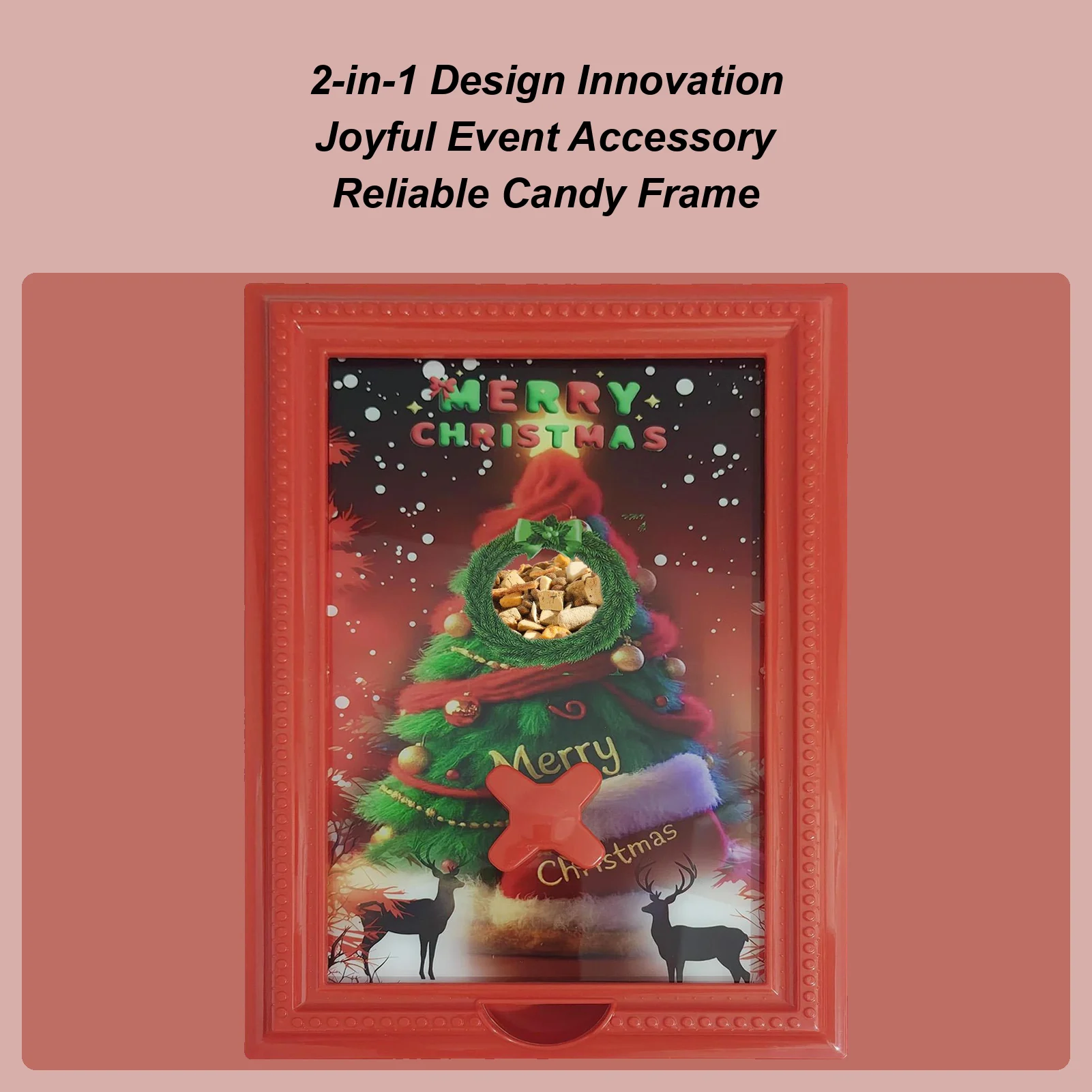 Candy Dispenser Picture Frame Christmas Tree Convenient Candy Frame Knob Photo Frame Candy Dispenser Birthday Christmas Gifts