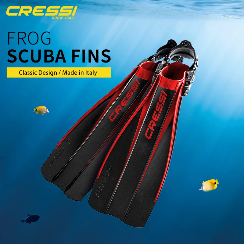 Cressi Frog Fins Scuba Diving and Snorkeling Unisex Adjustable Strap Fins for Adult