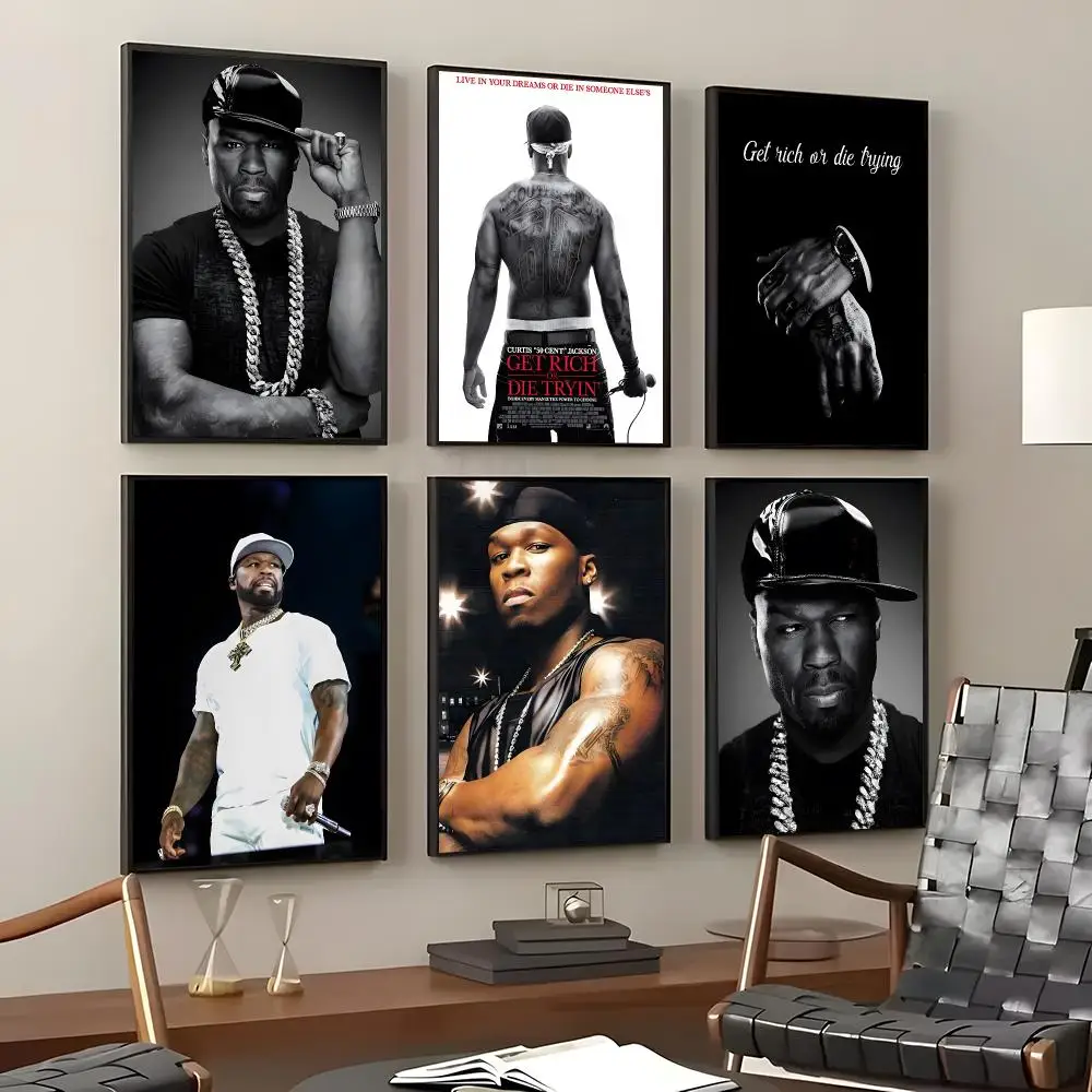 Rapper Curtis James Jackson III Poster Self-Adhesive Waterproof Wall Stickers, Coffee Bar Home Wall Decor
