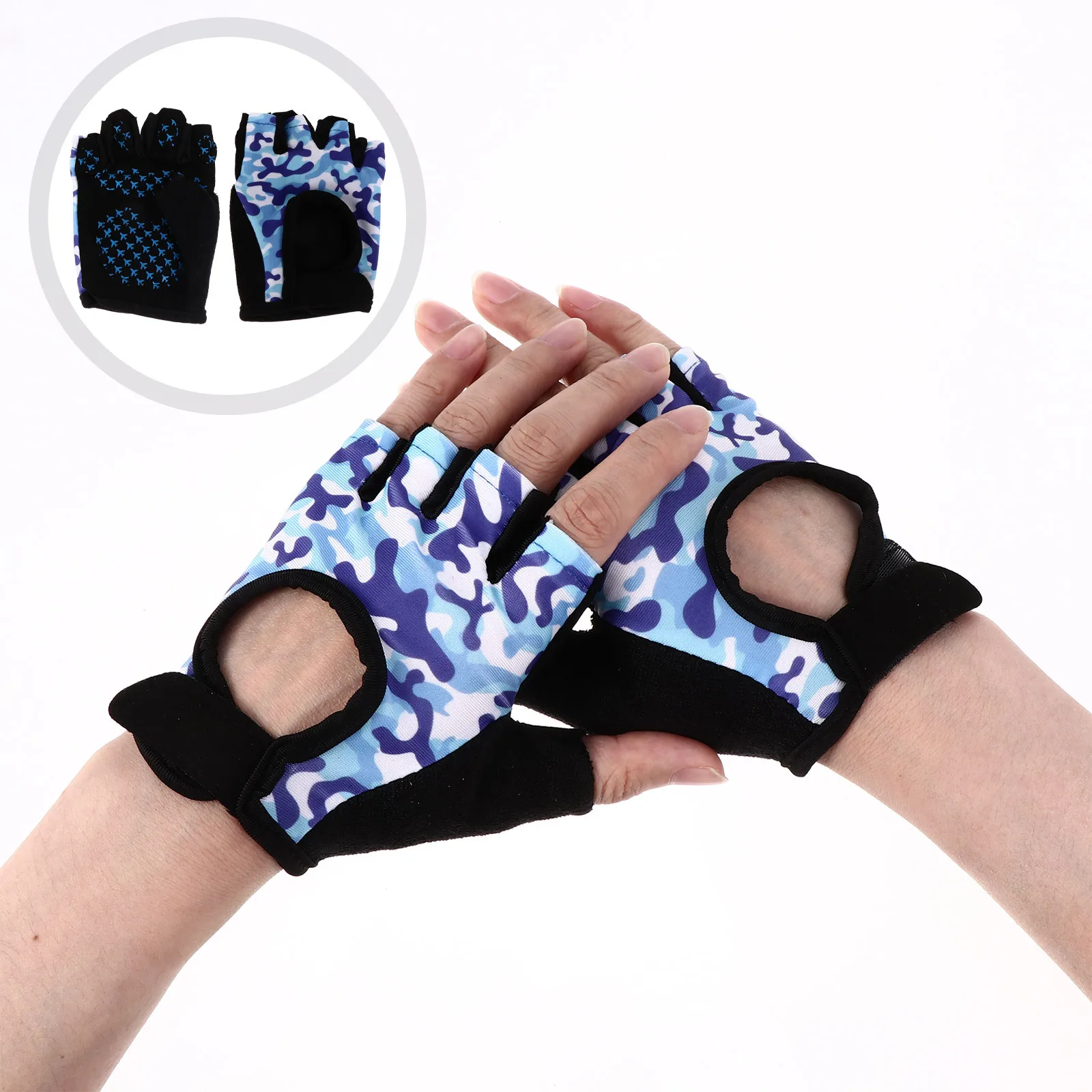 1 par luvas de meio dedo respirável à prova de choque anti deslizamento ciclismo caminhadas escalada condução esportes fitness ao ar livre