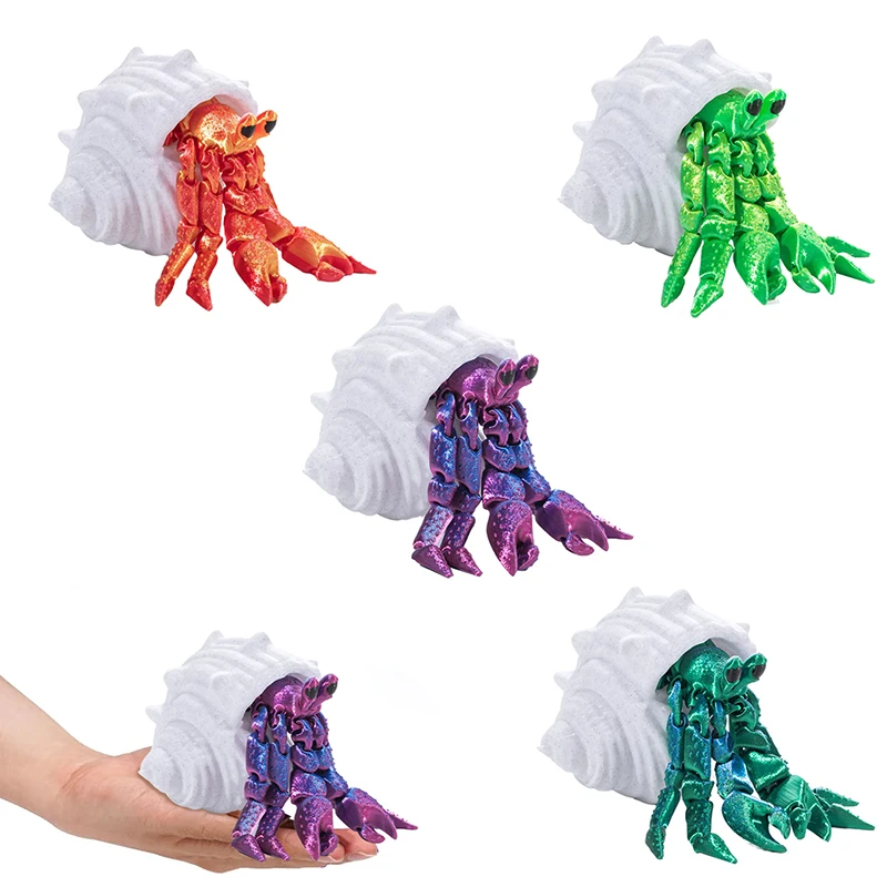 Giocattoli di stampa 3D Granchio eremita Modello mobile congiunto Novità Giocattolo per adulti Figurina antistress Accessori da scrivania in miniatura Compleanno