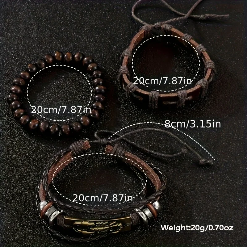 New Men Watch Luxury Bracelet Set Fashion Business Brown Leather Quartz Wrist Watches for Men Gift Set Relogio Masculino