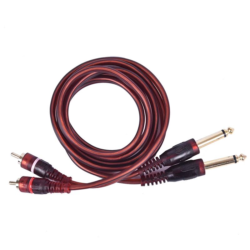 New Arrival 1pc 1.5M Cable, Dual RCA Male to Dual 6.35mm 1/4 inch Male Mixer Audio Cable