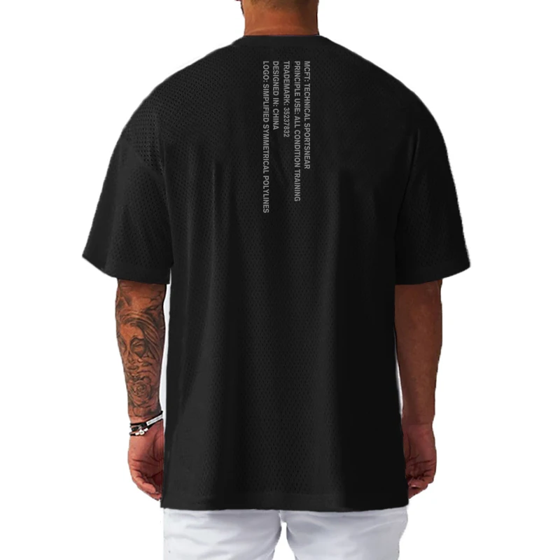 Men's Oversized Running T-shirts Quick-drying Breathable Short-sleeved O-Neck Loose Sports Shirt Gym Exercise Fitness Running.