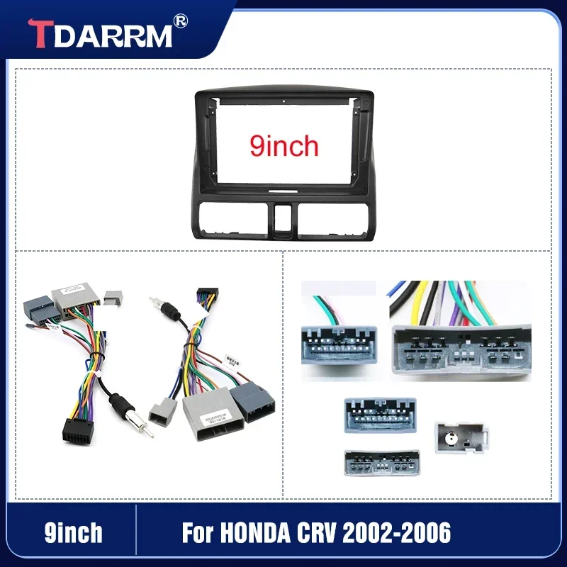 Car Fascia Radio Panel For HONDA CRV 2002 2003 2004 2005 2006 CD DVD Frame Panel Adapter Cover Trim Matten Black (9INCH)