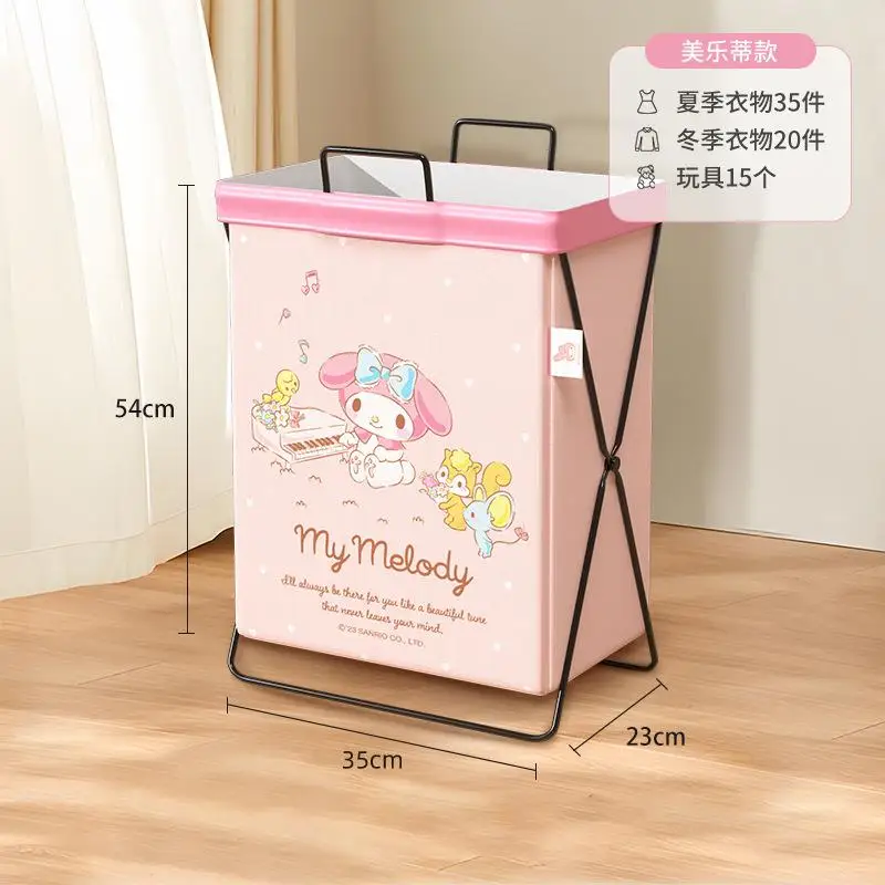 Sanrio Hello Kitty Laundry Basket Anime Figure Kuromi Cinnamoroll Pachacco Laundry Hamper Cartoon Folding Clothes Storage Basket