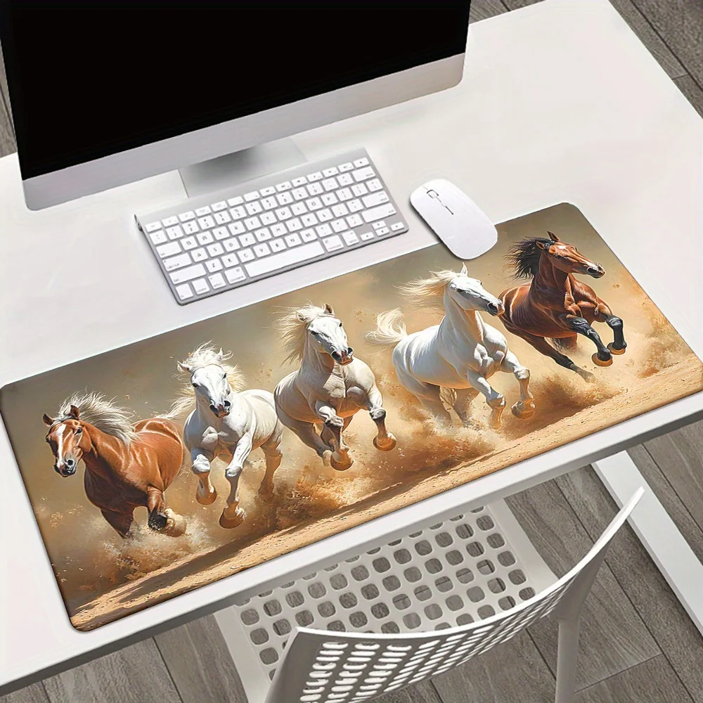 

XXL game Galloping Horse design anti-slip rubber base durable mousepad is suitable for computer players home office decoration