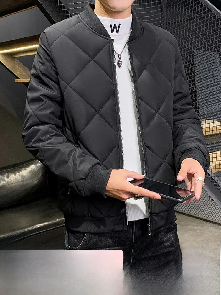 

Men's down Cotton Jaet Lightweight ort Sle Stand Collar Autumn Winter Warm Faionable Busin Casual Polyester Fiber