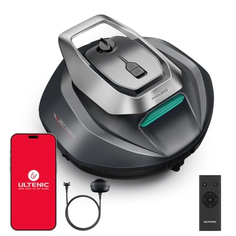 

Above in-ground pool vacuum: cordless robotic cleaner with remote app control, 850 sq.ft. coverage, 90-min runtime, fast chargi