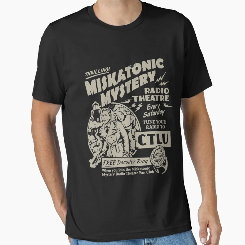

Miskatonic Mystery Radio theatre Scary Halloween Gift T shirt Large size Tops Horror Cthulhu Scifi Printed clothes