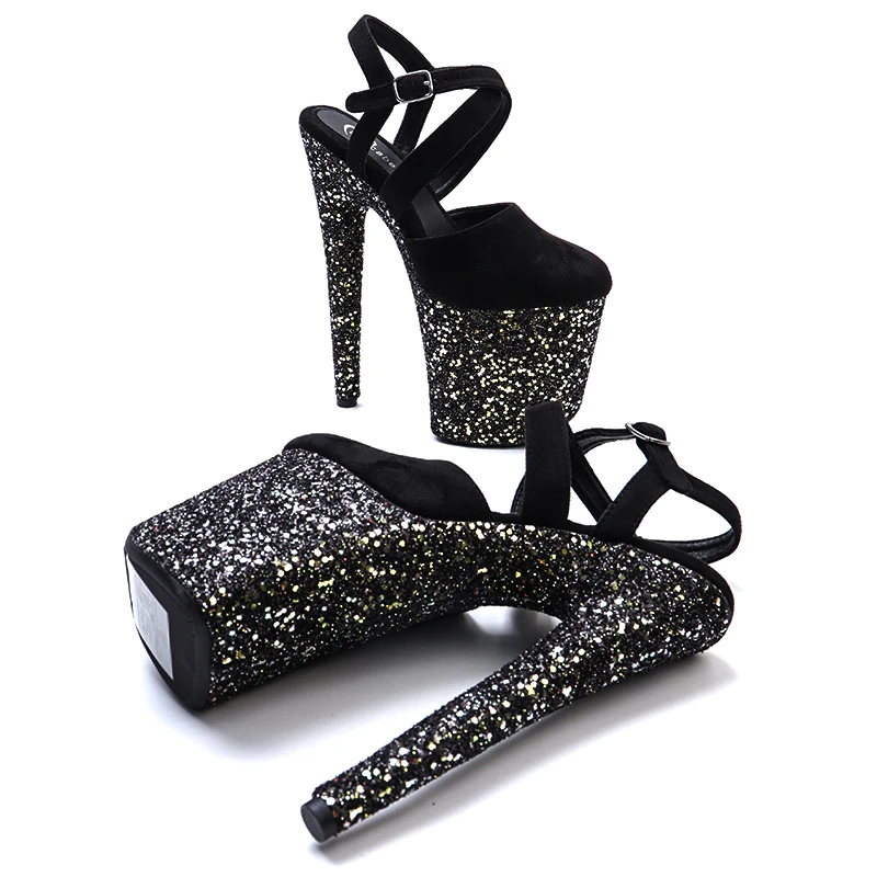 Leecabe 8Inch/20cm Suede Upper with Glitter   Platform Sandals party High Heels Shoes Pole Dancing Shoes
