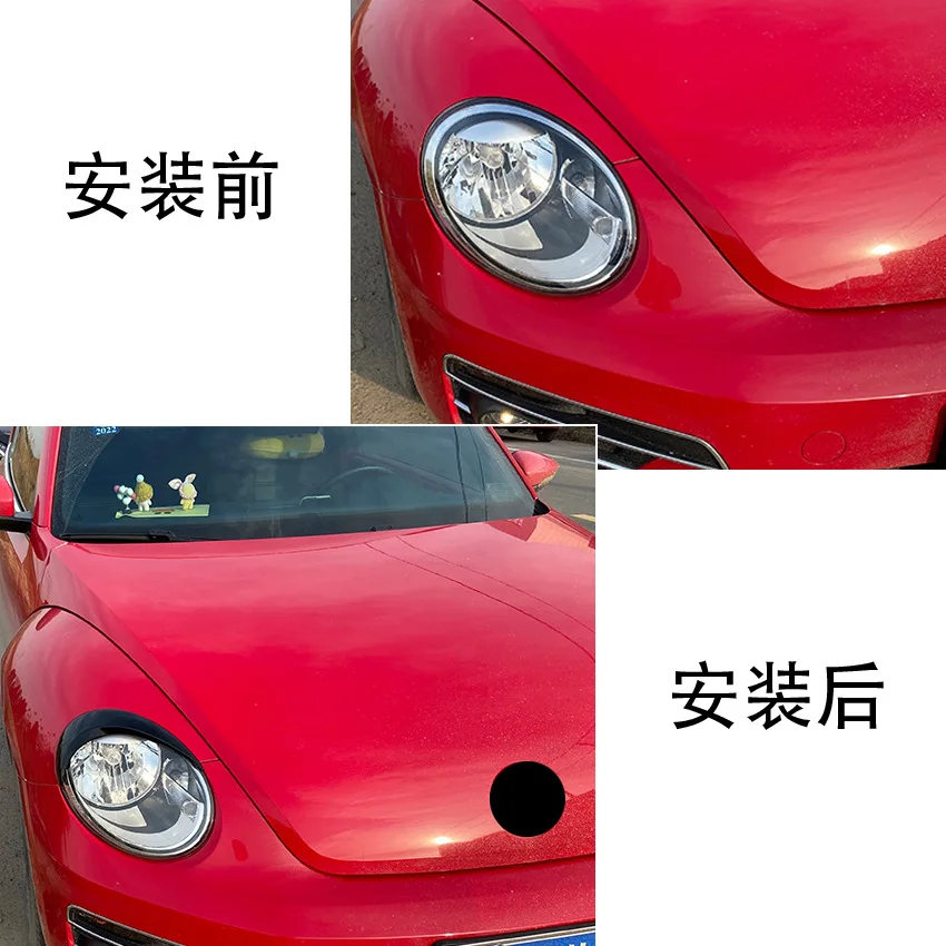 For Volkswagen Beetle 2012-2018 Glossy Black Headlight Eyelid Eyebrow Brow Car Front Head Light Lid Lamp Car Accessories