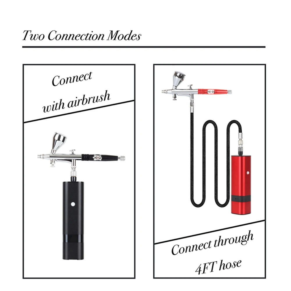 RIBO Portable Airbrush Auto Mini Air Brush Top Gun With Compressor Kit Quiet Art Cake Nail Model Painting Tattoo Manicure Tool