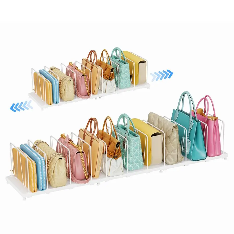 Adjustable Shelf Dividers, Expandable Purse Organizer for Closet 3244.8, Purse Storage Handbag Organizer for Closet Shoe Cabinet
