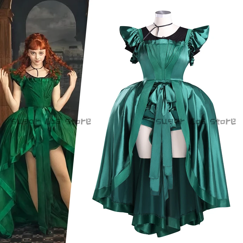 

Agnes Cosplay Never Anime Movie More Costume Green Gress Uniform Set For Women Girls Halloween Carnival Party Clothing Props