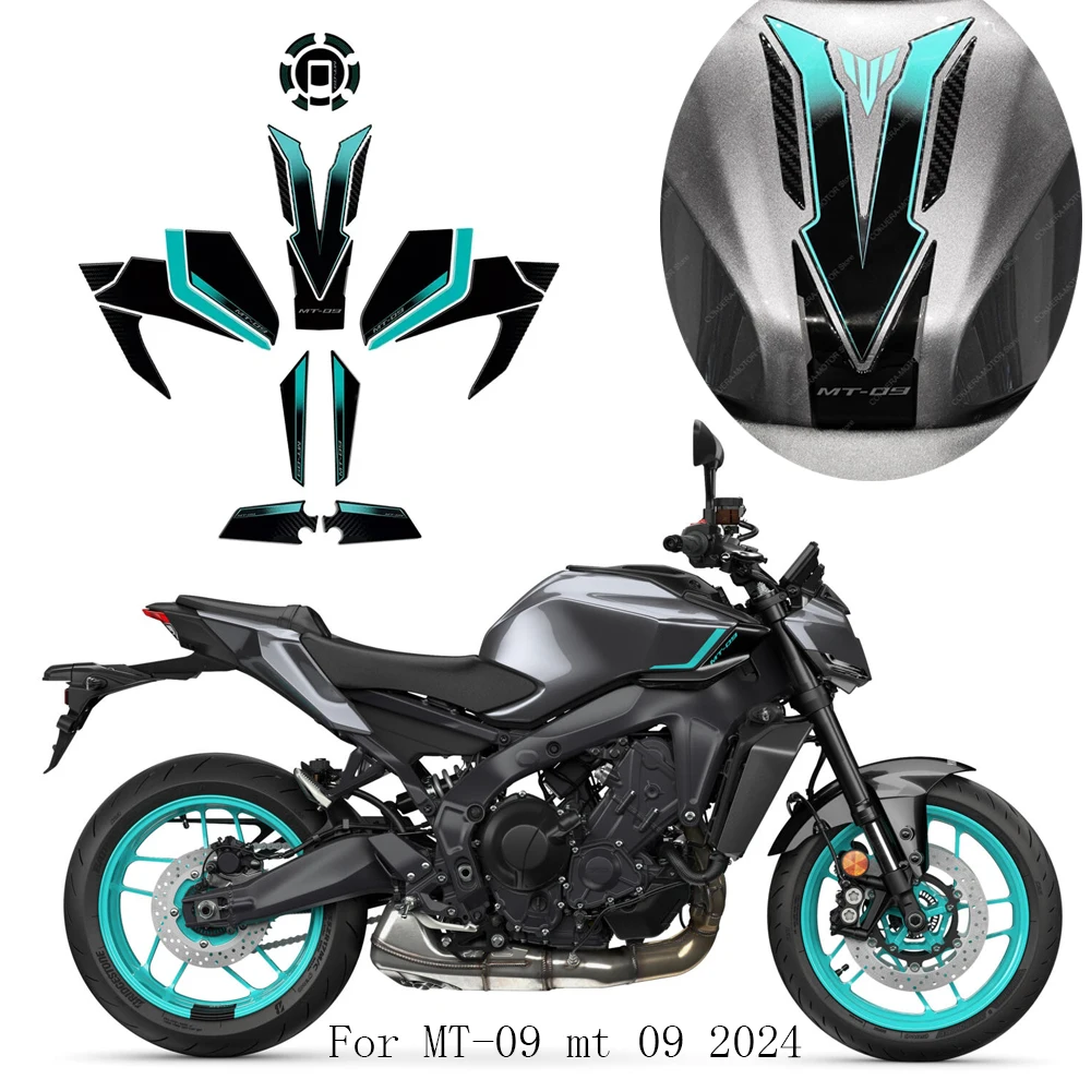

3D Epoxy Resin Stickers Motocycle Tank Pad Sticker Anti Slip Protection Stickers Kit Decals For MT-09 mt 09 2024
