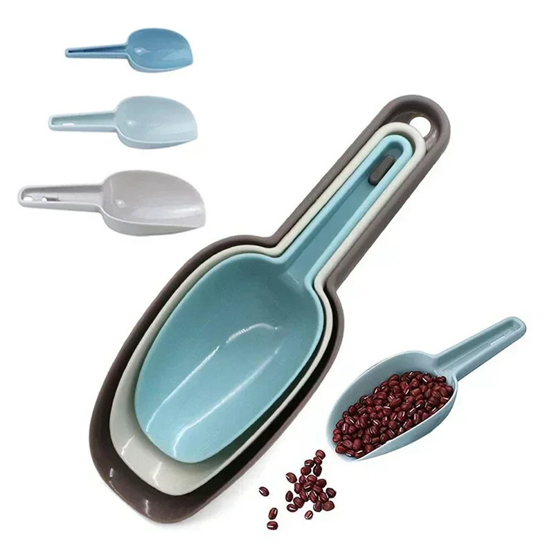 

3Pcs/set Plastic Ice Shovel Food Grade Plastic Candy Dessert Grain Flour Measuring Scoop Household Rice Spoon Shovel Gadgets