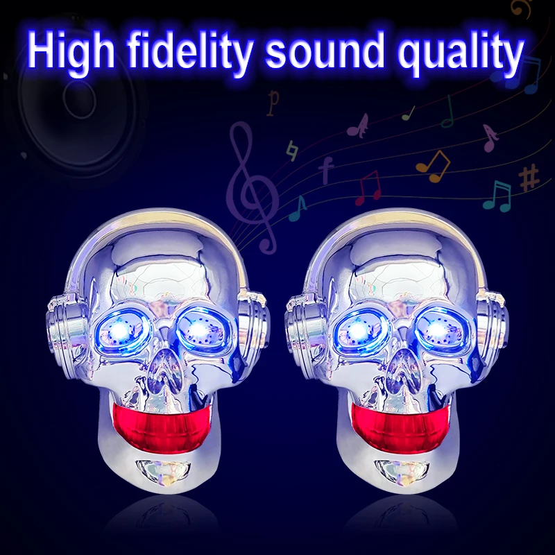 Waterproof Cool Motorcycle MP3 Skull Audio Host With Usb Charger Handlebar Installation