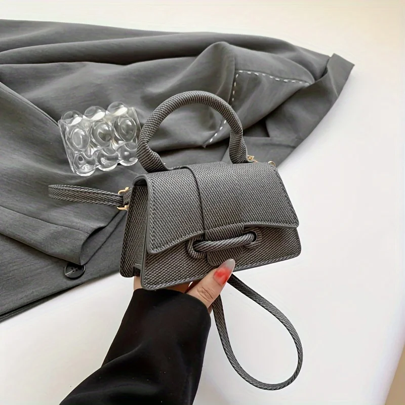 Damen Mode Geflochtene Mini-Handtasche, Elegante Strukturierte Umhängetasche mit Obergriff und Verstellbarem Riemen für Täglichen Vielseitigen Gebrauch – Detail 6
