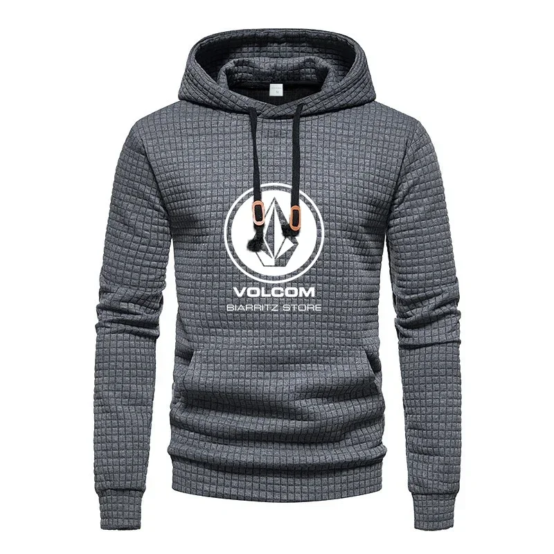 Spring and Autumn Casual Sportswear Hoodie, Men's Jacquard Checkered Design Large Pocket Daily Commuting Hoodie, Casual Sportswe