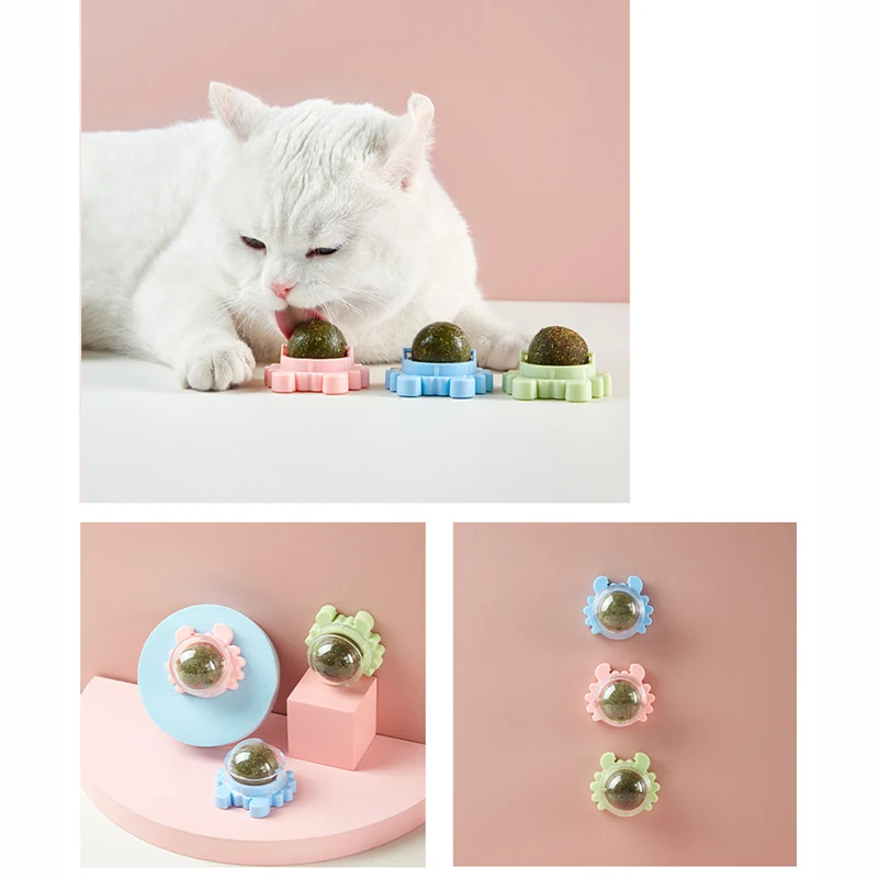 Cat Toys Natural Catnip Rotatable Catnip Wall Ball  Licking Snacks Healthy Nutrition Ball Teeth Cleaning Catnip Toy Pet Supplies