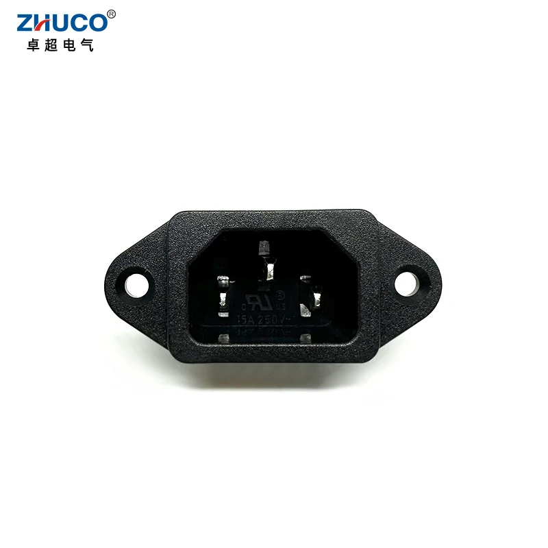 1PC LZ-14-1 10A 250V 3 Pins Chassis Panel Mounted IEC320 C14 Inlet Plug Connector AC Electrical Power Socket With 2 Sets Screws