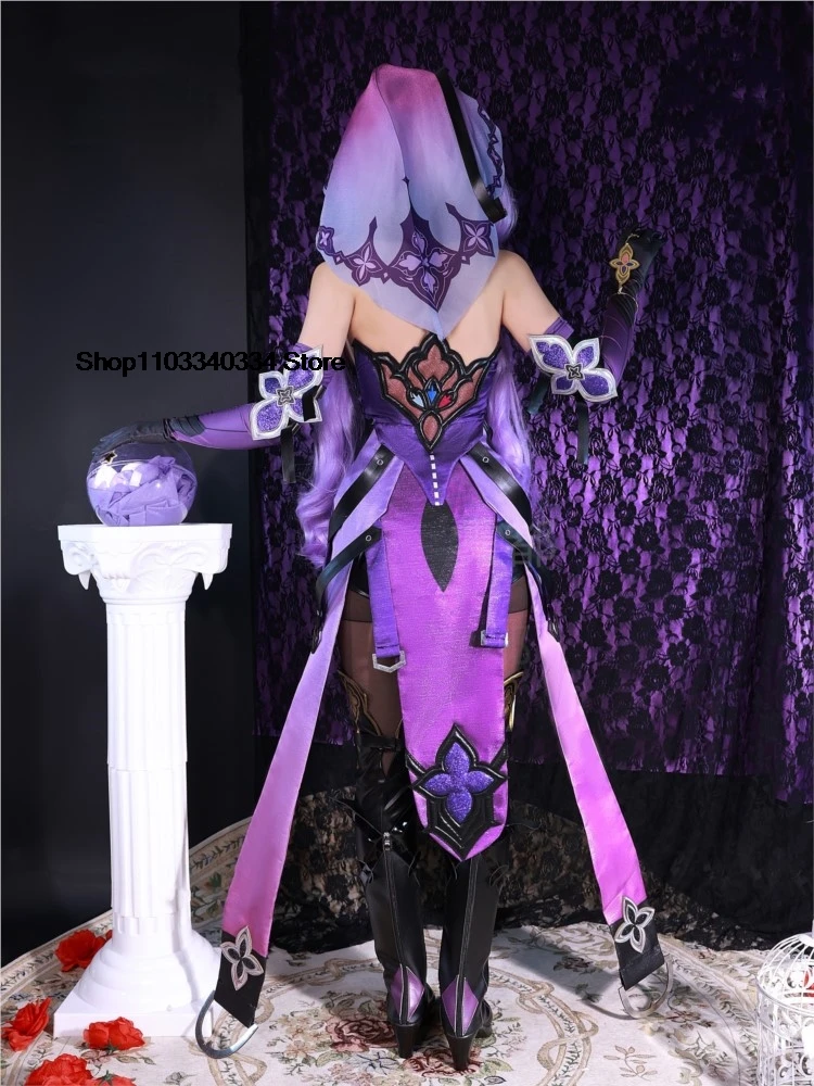 Costume cosplay cigno nero Honkai Star Rail Чёр Biya Лебедь Set completo parrucca Halloween Swan Negro Fortune Teller Seer