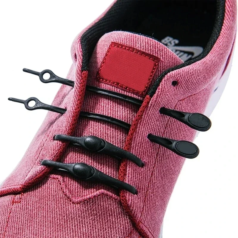 Runde elastische Silikon-Schnürsenkel ohne Binden für Männer und Frauen, universelle Passform für alle Sneaker, bequeme Slip-On-Schuhriemen