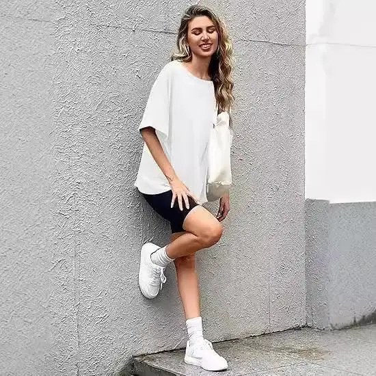 Mei plus Size Women's T-irt Casual Loose Fit ort Sve Base irt Comfortable Polyester Blend No Brand Registered