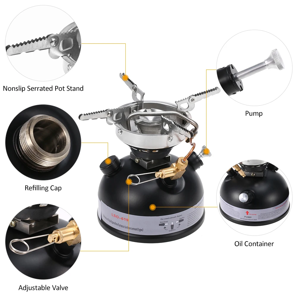 Portable Outdoor Camping Mini Gasoline Stove Liquid Fuel Alcohol Diesel Oil Stove