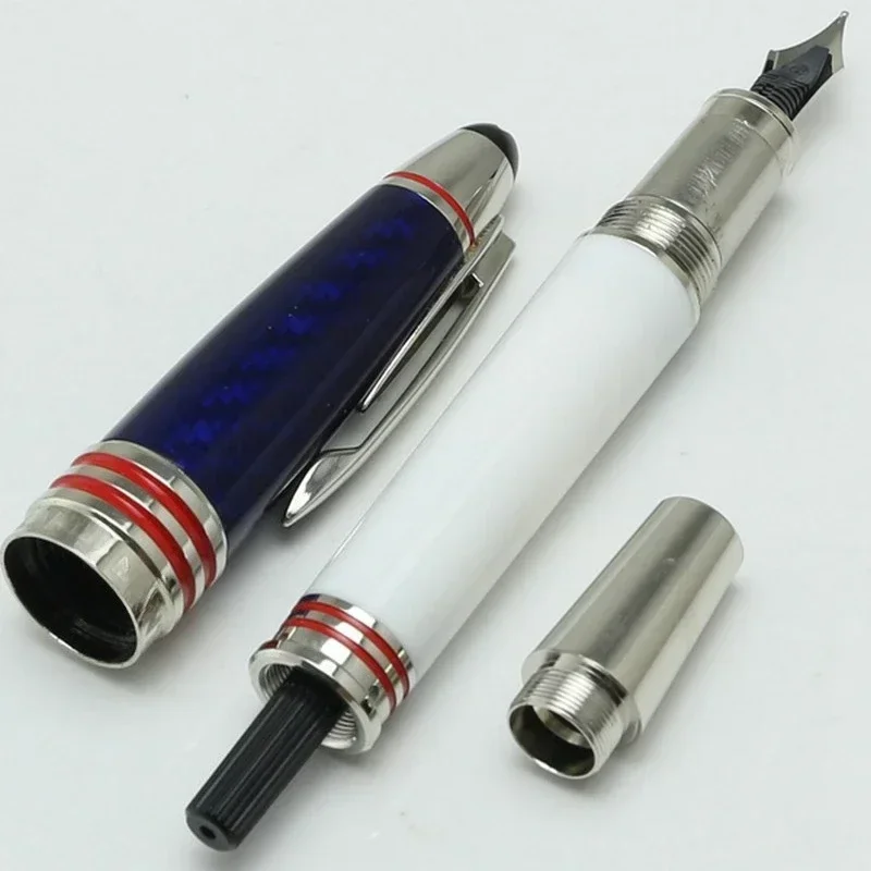 أعلى جودة كلاسيك MB جون إف كينيدي ألياف الكربون رولربال قلم حبر جاف الأزرق قلم حبر الكتابة القرطاسية JFK كليب