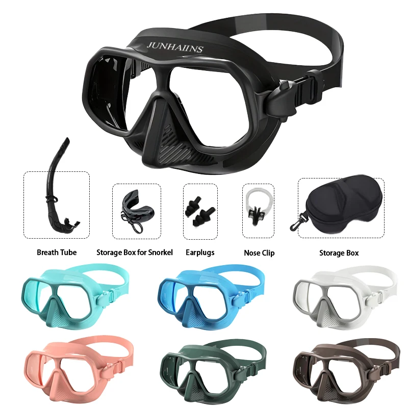 100CC Low-Volume Diving Mask - Anti-Fog Goggles with HD Tempered Glass Lenses, Silicone Edged, Scratch-Resistant for Freediving