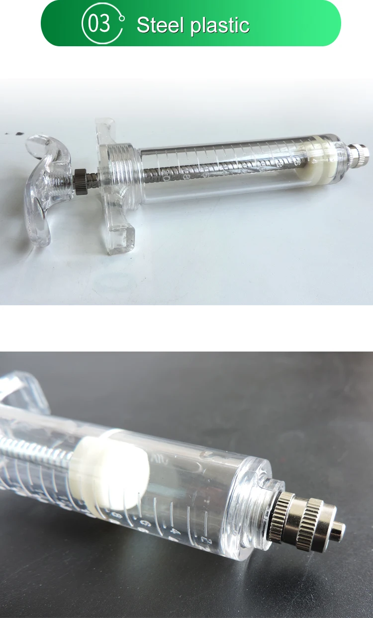 20 ml, 30 ml, 50 ml, 100 ml, Veterinär-Kunststoff-Stahlspritze mit automatischer Injektion für Rinder, Schafe, Schweine, Geflügel – Detail 3