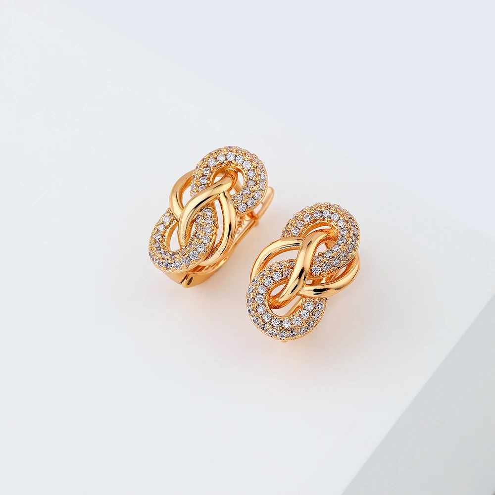 Catuni Unique Knot-Shaped Earrings With Natural Zirconium Ear Studs For Fashionable Daily Wear Evening Parties Or Weddings