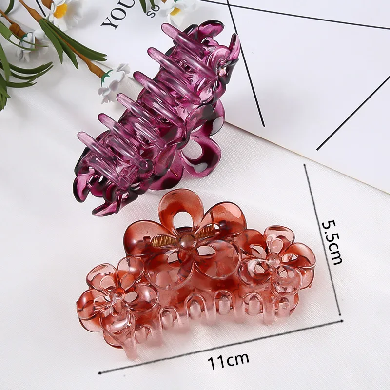 New Ins Hair Accessories Female Large Hollow Flower Claw Shark Clip Lace Hairpin Plate Hair Ponytail Fashion Top Clip