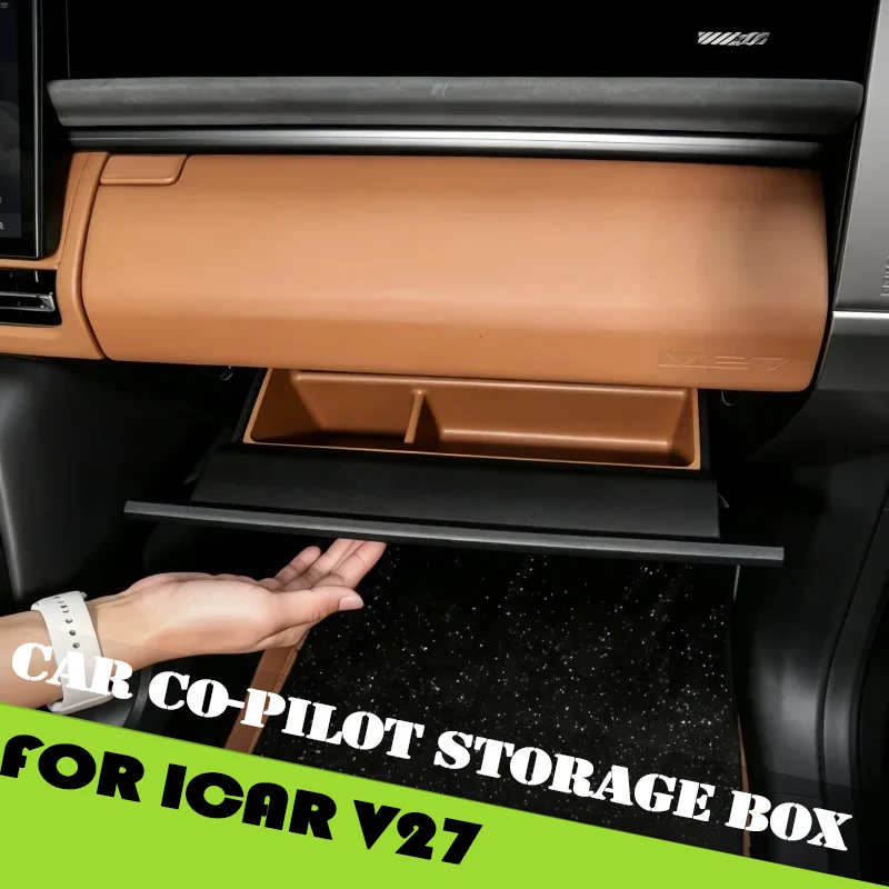Car Glove Boxes Layered Storage Compartment Suitable for Chery ICAR V27 2026 Modified Auto Co-pilot Storage Box Accessories
