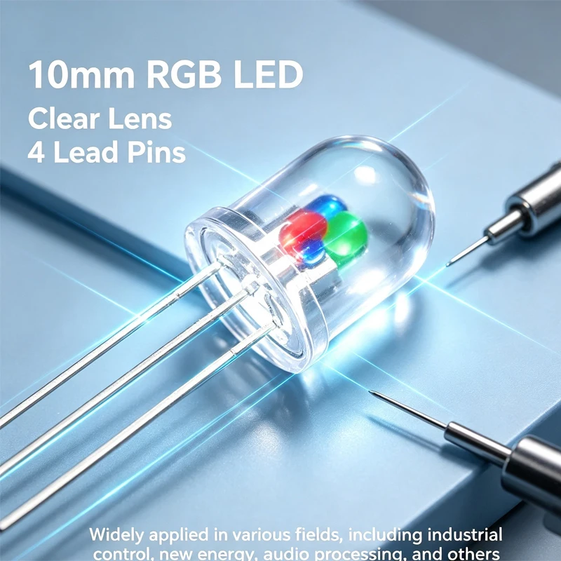 10Pcs Multicolor 4pin 10mm RGB Led Diode Light Lamp Tricolor Round Common Anode/Cathode LED Light Emitting Diode Red Green Blue