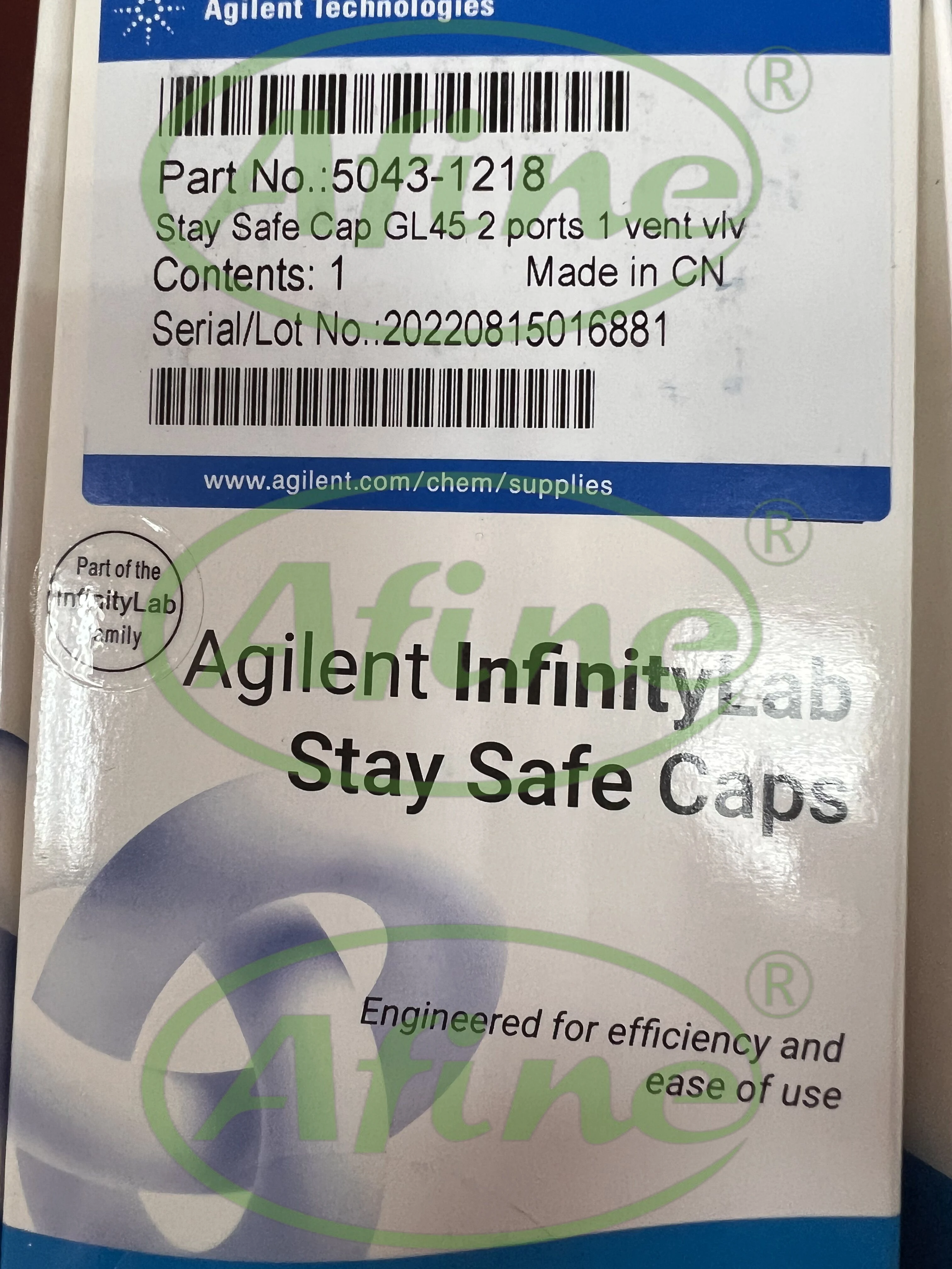 

AFINE Agilent 5043-1218 InfinityLab Stay Safe Cap GL45 2 Ports Includes 2 Fittings 3.2mm 1 Venting Valve