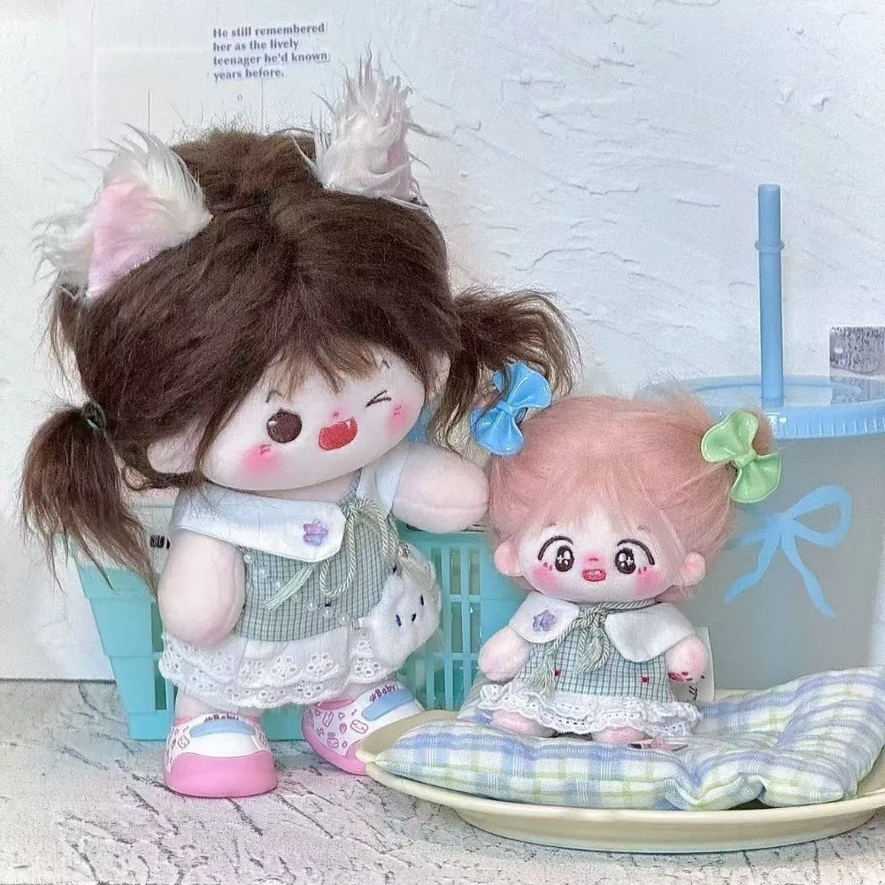 

1 set Princess Dress 10/20cm Cotton Doll Clothes Plaid Skirt Outfit 20cm Cotton Doll's Clothes Cute Fashion 10cm Doll Clothes