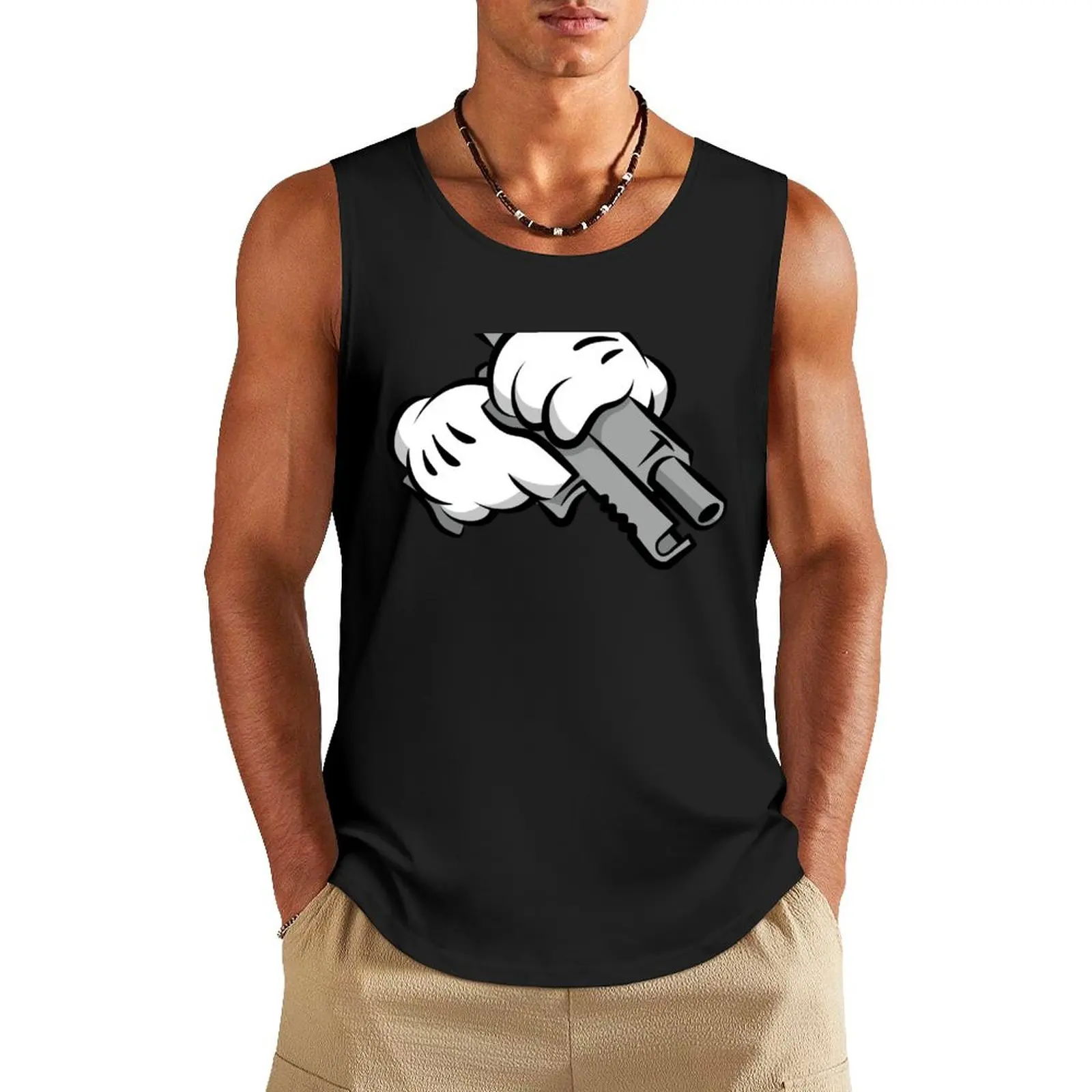 Gun Hands Tank Top Sleeveless T-shirt Gym man singlets for men