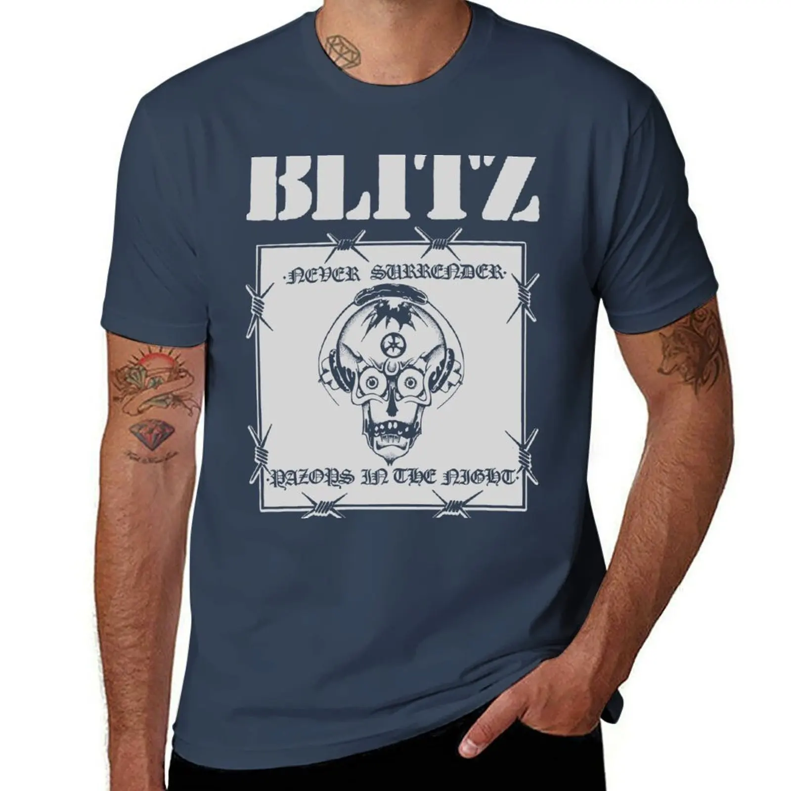 

the - - - Never Punk Razors in UK Surrender Night Blitz Skinhead T-Shirt Fashion Print Casual Short Sleeve