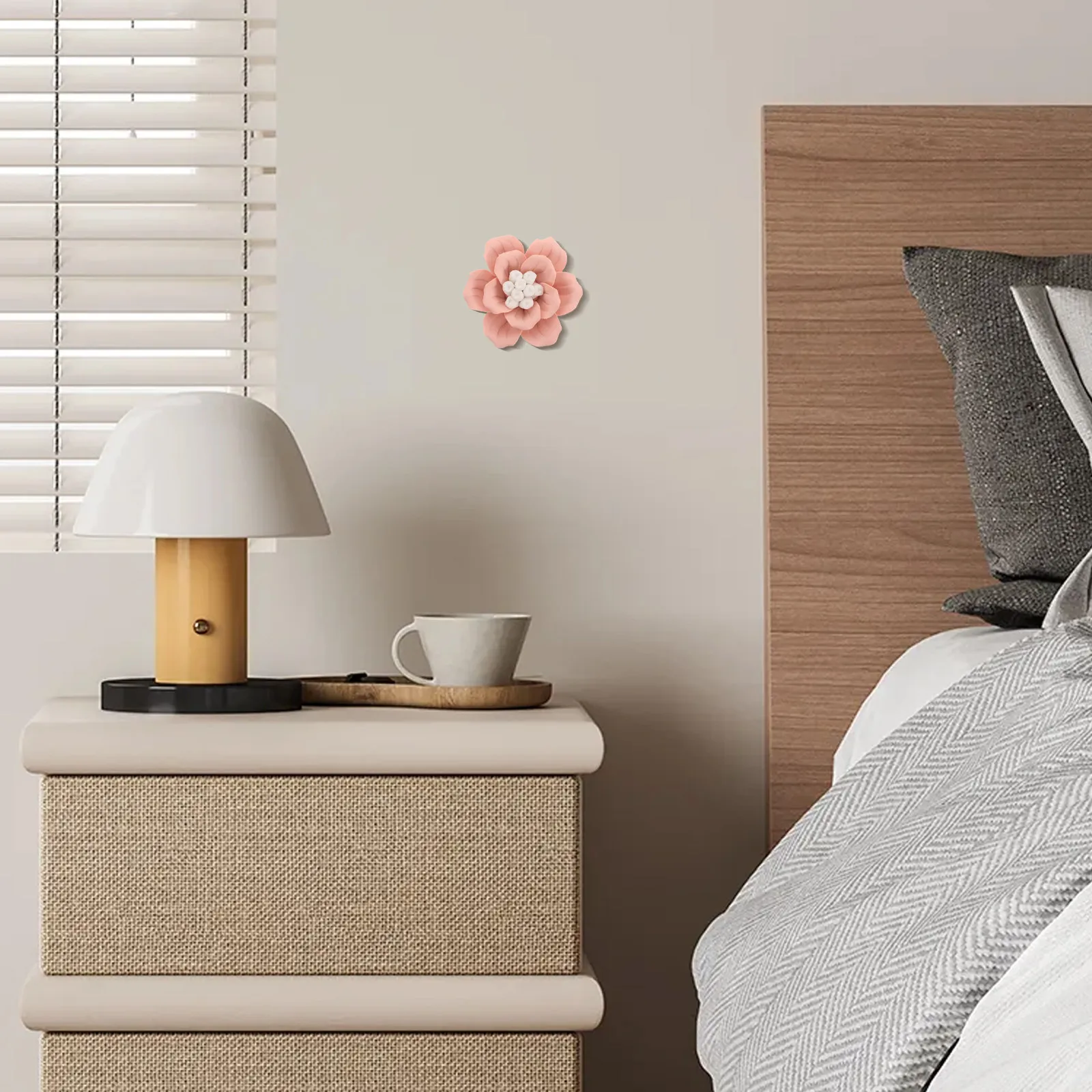 3 Inch Ceramic Flower Wall Art Hibiscus Porcelain Sculpture Bedroom Living Room Decorative Wall Flowers Ceramic