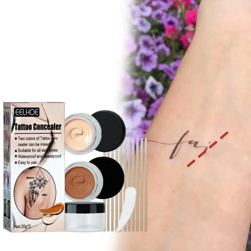 Zweifarbige Tattoo Concealer Muttermal Narben unsichtbar wasserdicht schweiß fest machen aufhellen Haut Basis Foundation Cover verbergen