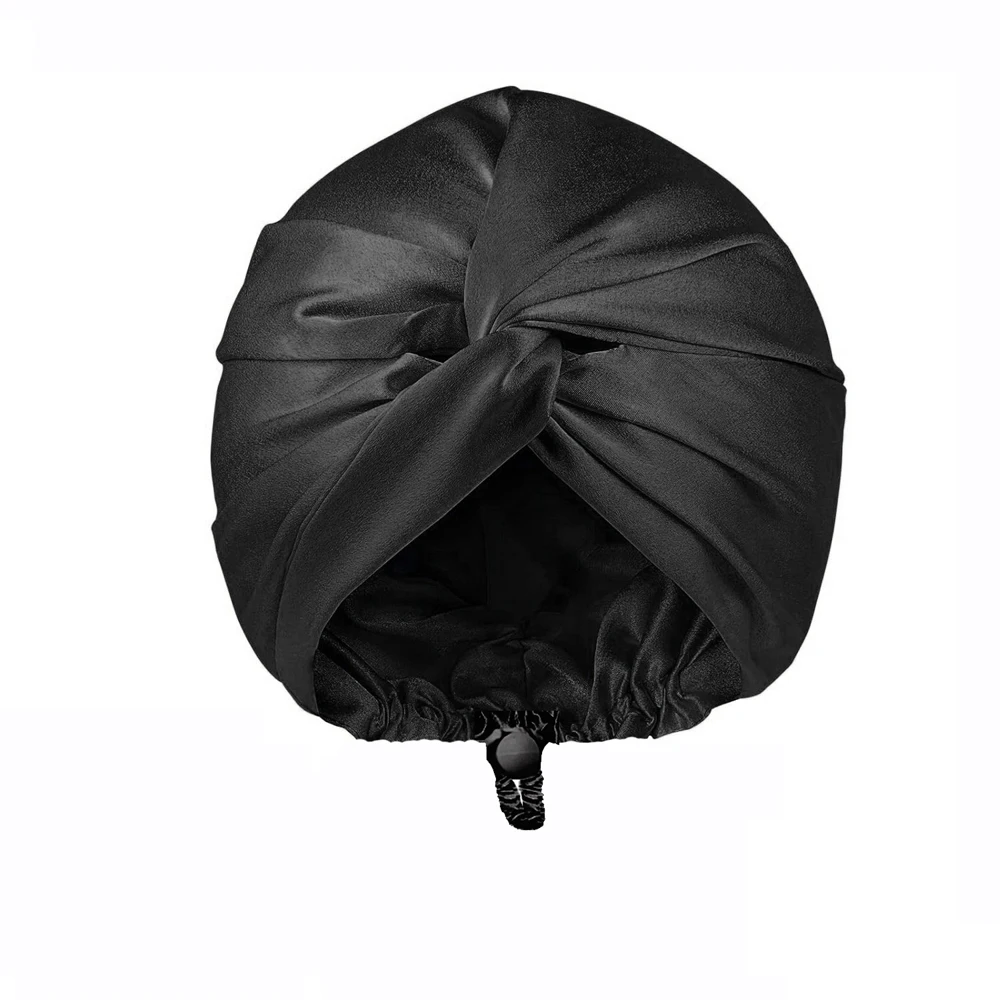 Satin Silk Bonnet for Sleeping Double Layer Turban Sleep Cap for Women Adjustable Hair Wrap for Curly Straight Hair