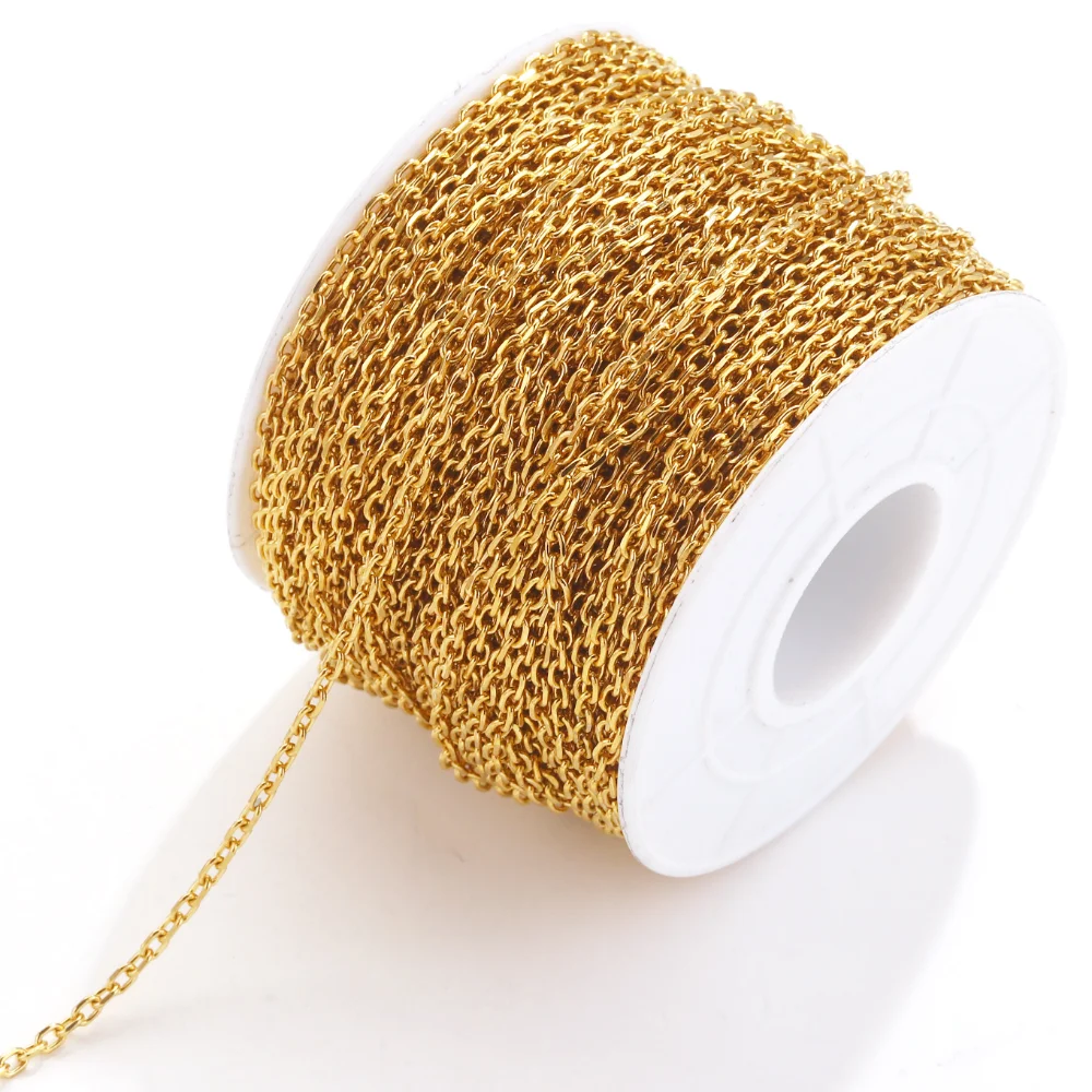 2m Stainless Steel Gold PVD Plated Corner Cable Chain Bulk Necklace Bulk Cable for DIY Jewelry Making Supplies Lot Wholesale