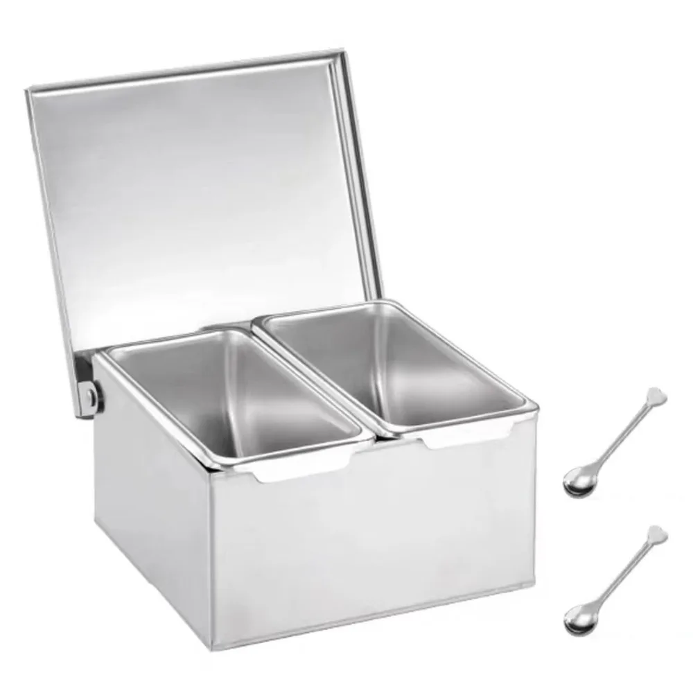 Creative Spice Storage Box 2/3/4/5/6 Grids with Lid Seasoning Storage Jar Stainless Steel Large Capacity Kitchen Spice Rack